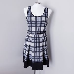 THREE HEARTS Black Gray Plaid Dress